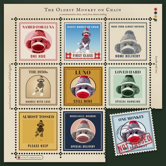 A sheet of Luno stamps