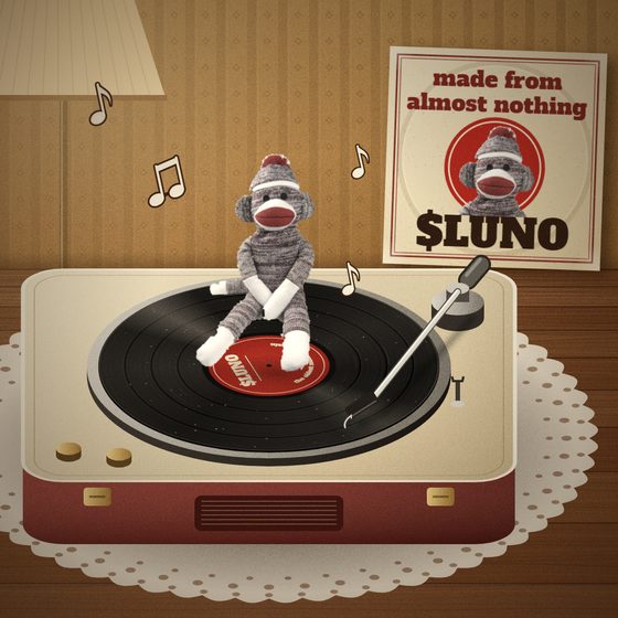 Luno spinning on a record player